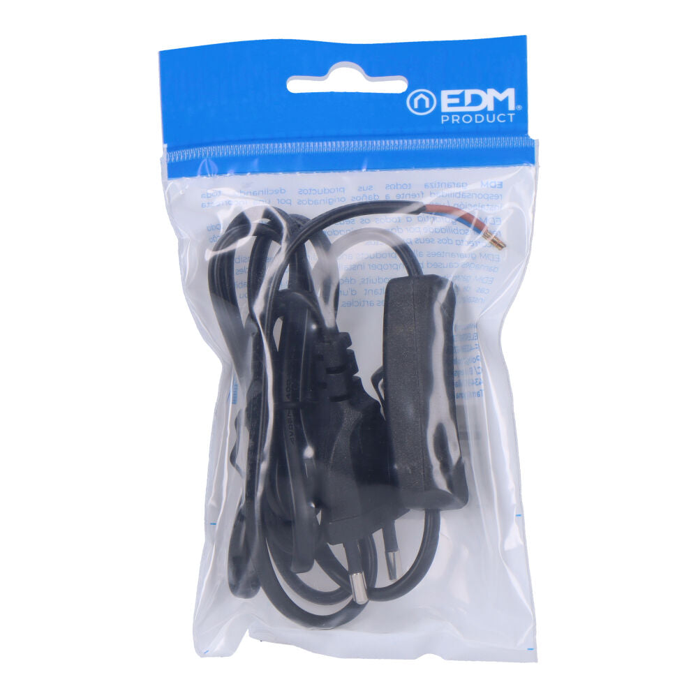 Connection with 3A switch, 1.5 m, 2x0.75 mm flat black EDM cable
