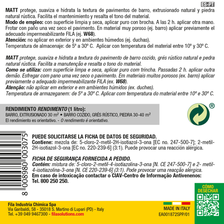Garrafa Cera Protectora con Efecto Mate 1L Fila MATT