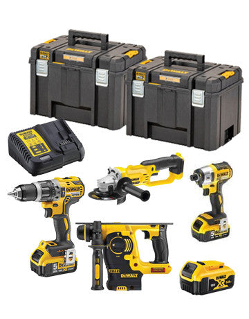 Set Dewalt DCK484P3T - DCH253 + DCD796 + DCF887 + DCG412 + 3 bat 5,0Ah + cargador + 2 maletin