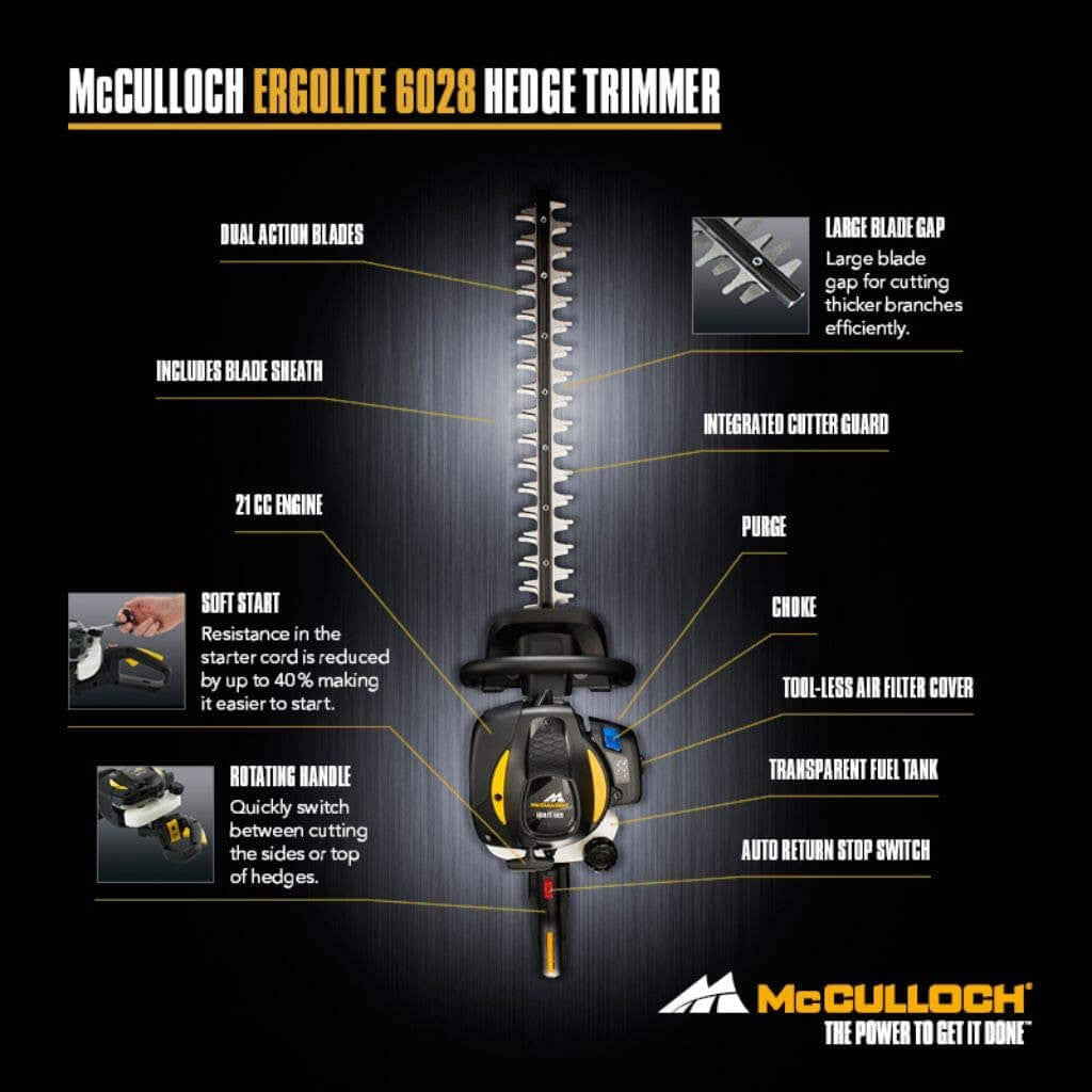 Cortasetos a Gasolina 21,7cc 59cm McCulloch ErgoLite 6028 MCCULLOCH - 6