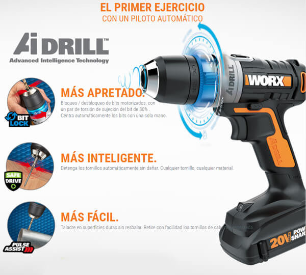 Taladro Atornillador a batería WX178.1 con 2 baterías Worx