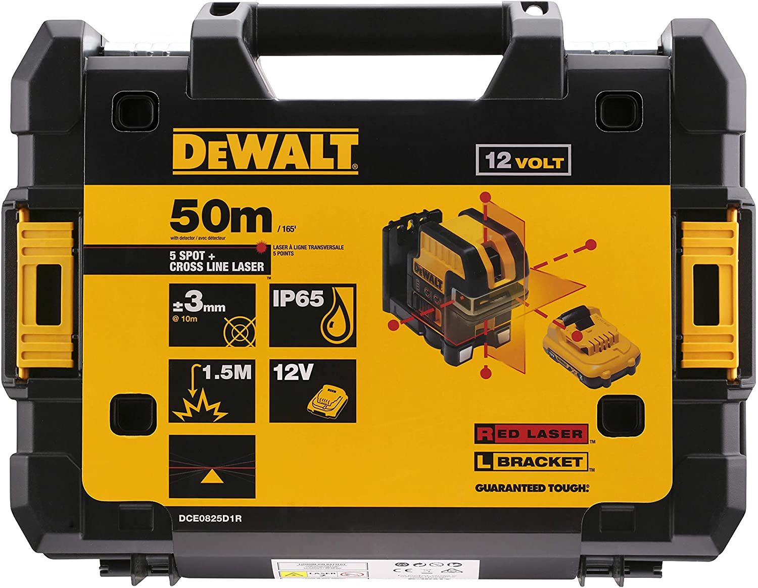 Nivel Láser Autonivelante 5 puntos cruz roja Dewalt 10.8V DCE0825D1R