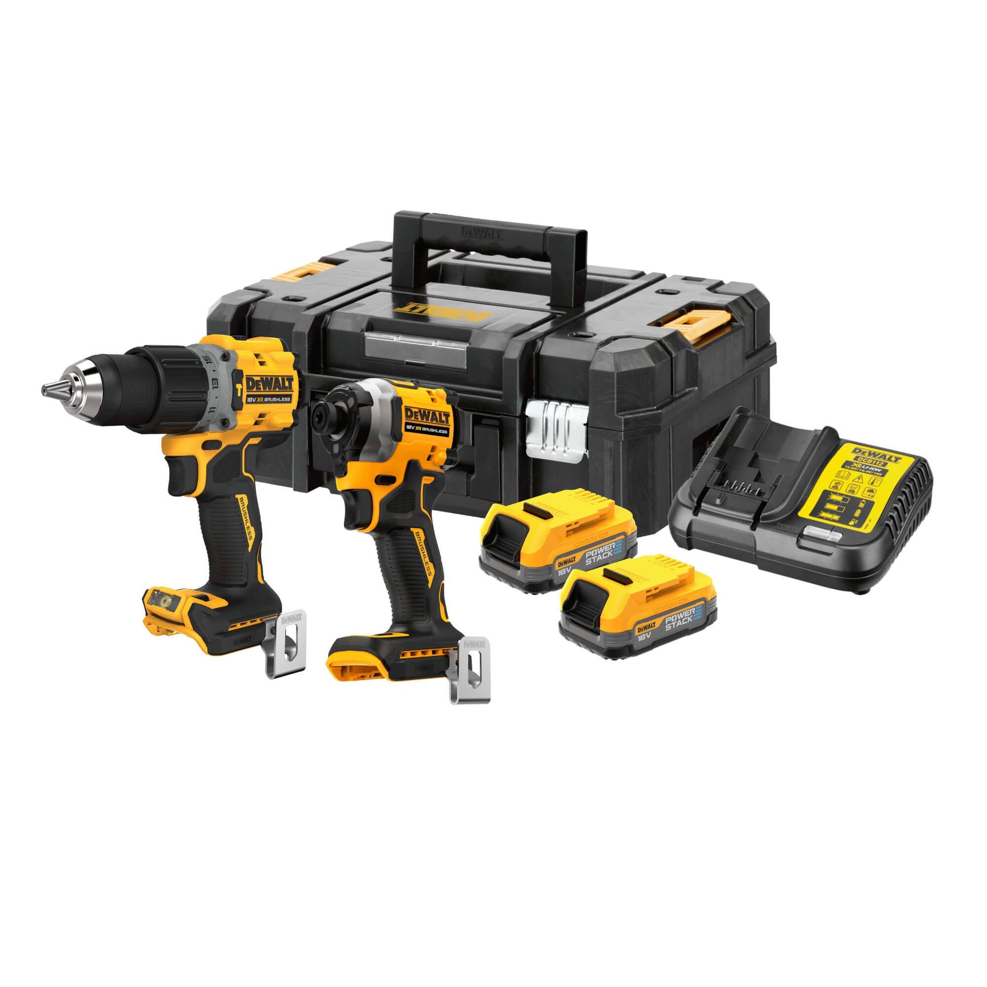 Kit XR 18V POWERSTACK Taladro percutor DCD805 + Atornillador de imapcto DCF850 + 2bat + cargador + maletín DCK2050E2T DEWALT - 1