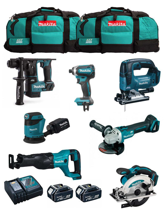 Makita kit 7 tools + 2bat 5Ah + charger + 2 bags LXT600 DLX7171BL2