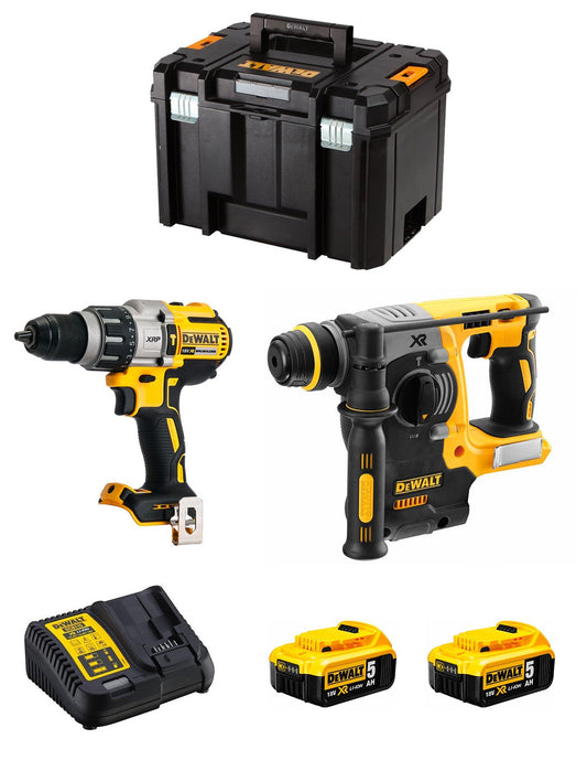 Dewalt DCD996 Hammer Drill Kit + DCH273 Electro-Pneumatic Hammer + 2bat 5Ah 18V + charger + TSTAK VI DCK273P2