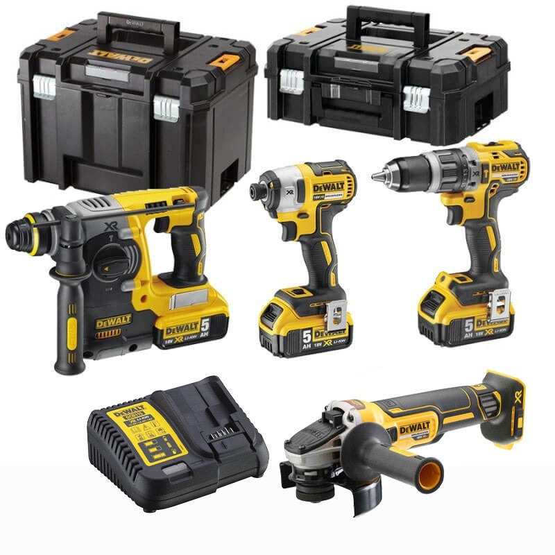 Power Kit Dewalt Hammer + Drill + Grinder + Cordless Impact Screwdriver DCK422P3T