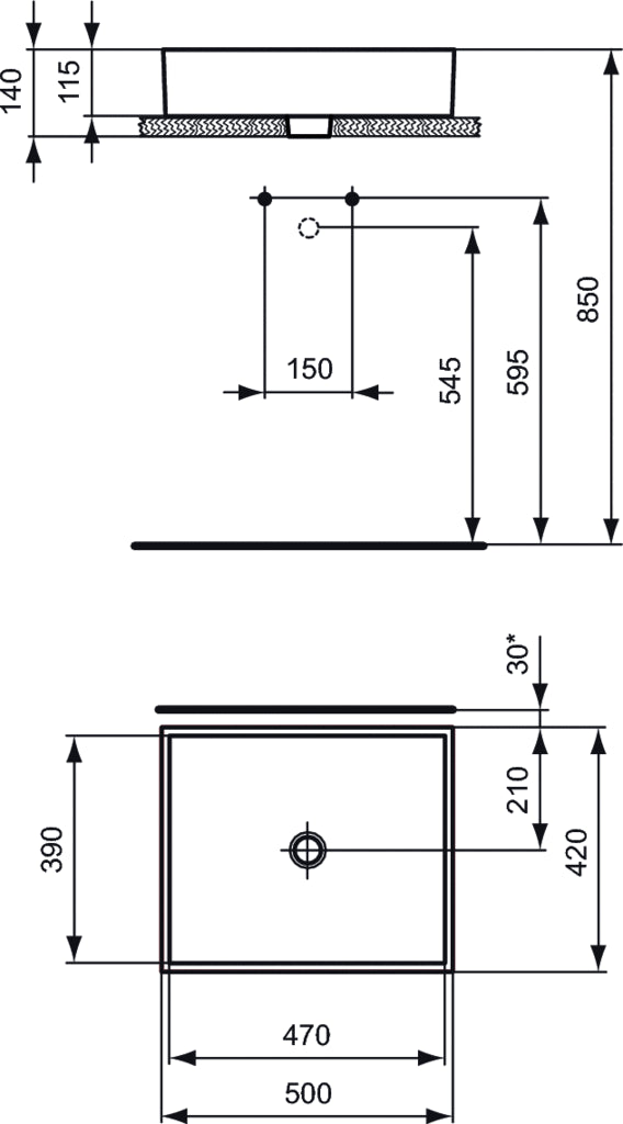 Lavabo Sobre Encimera 50 x 42 cm Ideal Standard Strada K077601 IDEAL STANDARD - 6