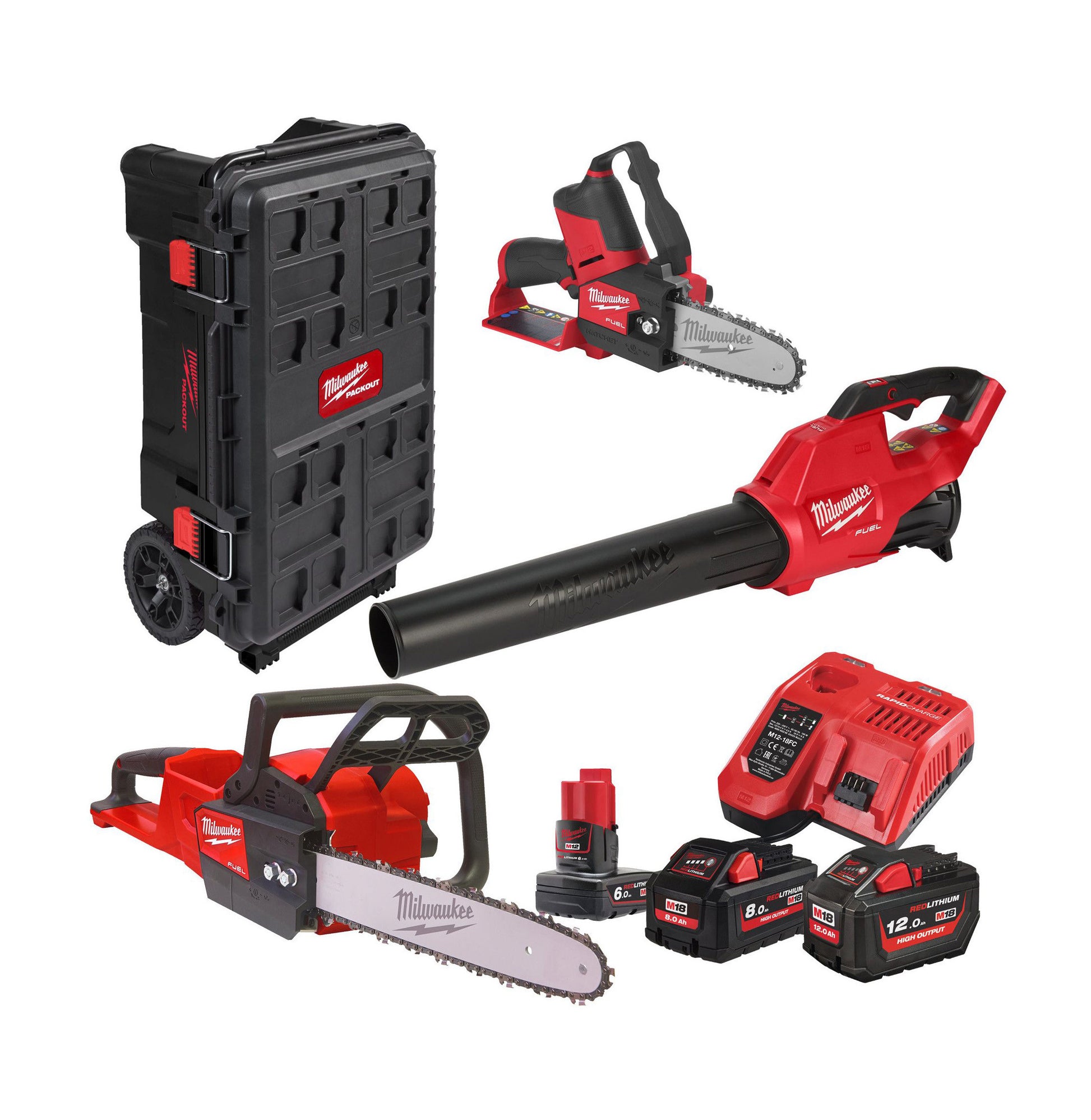 Powerpack OPE5 Motosierra + Soplador + Sierra de poda + 3Bat + Cargador + Baúl Milwaukee M18FPP3OPL5-823P MILWAUKEE - 1