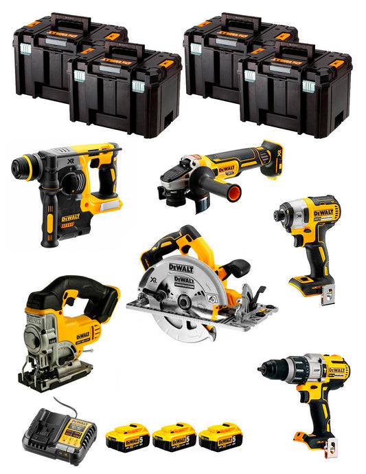 Dewalt Kit 6 tools + 3 bat 5ah + Charger DCB1104 + 4xTstak VI Kit DCK670P3