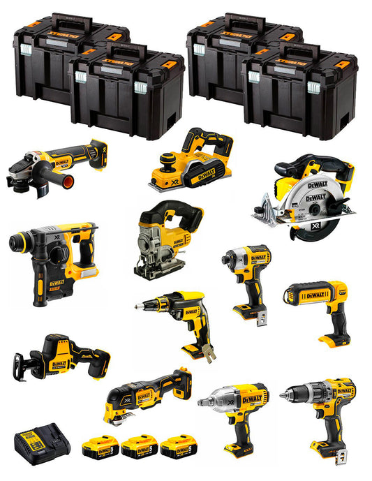 Dewalt Kit 12 tools + 3bat 5Ah + DCB115 Charger + 4xTSTAK DCK129P3