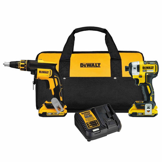 Dewalt DCK267D2 18V XR Set - DCF887 Impact Screwdriver + DCF620 Plasterboard Screwdriver + Bag + 2 LI-ION 2.0 Ah Batteries