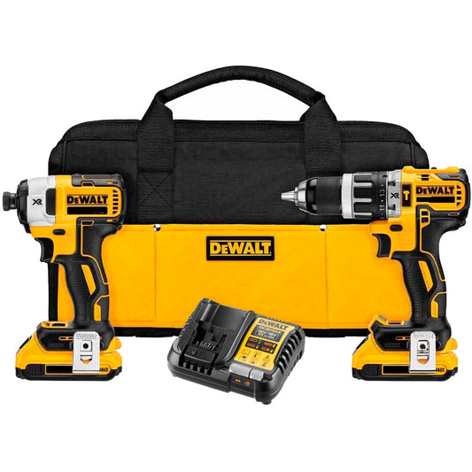 Dewalt DCK287D2 18V XR Set - Impact Screwdriver + Hammer Drill + Bag + 2 LI-ION 2.0Ah Batteries 