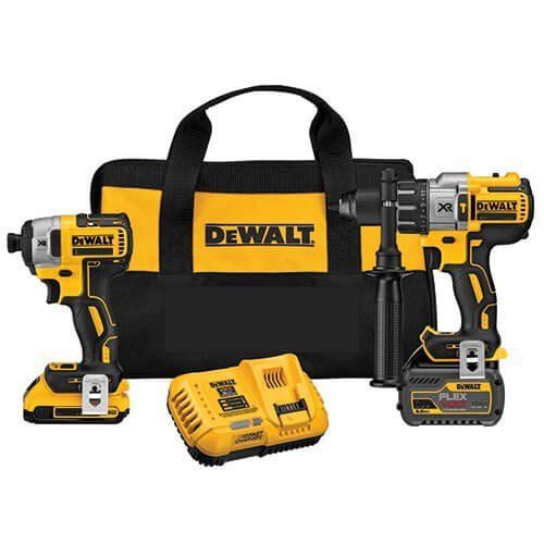 Set Dewalt DCK299D1T1 18v XR - Atornillador Impacto + Taladro percutor + Bolsa + 2 Baterias LI-ION (2,0Ah+ 6,0Ah)