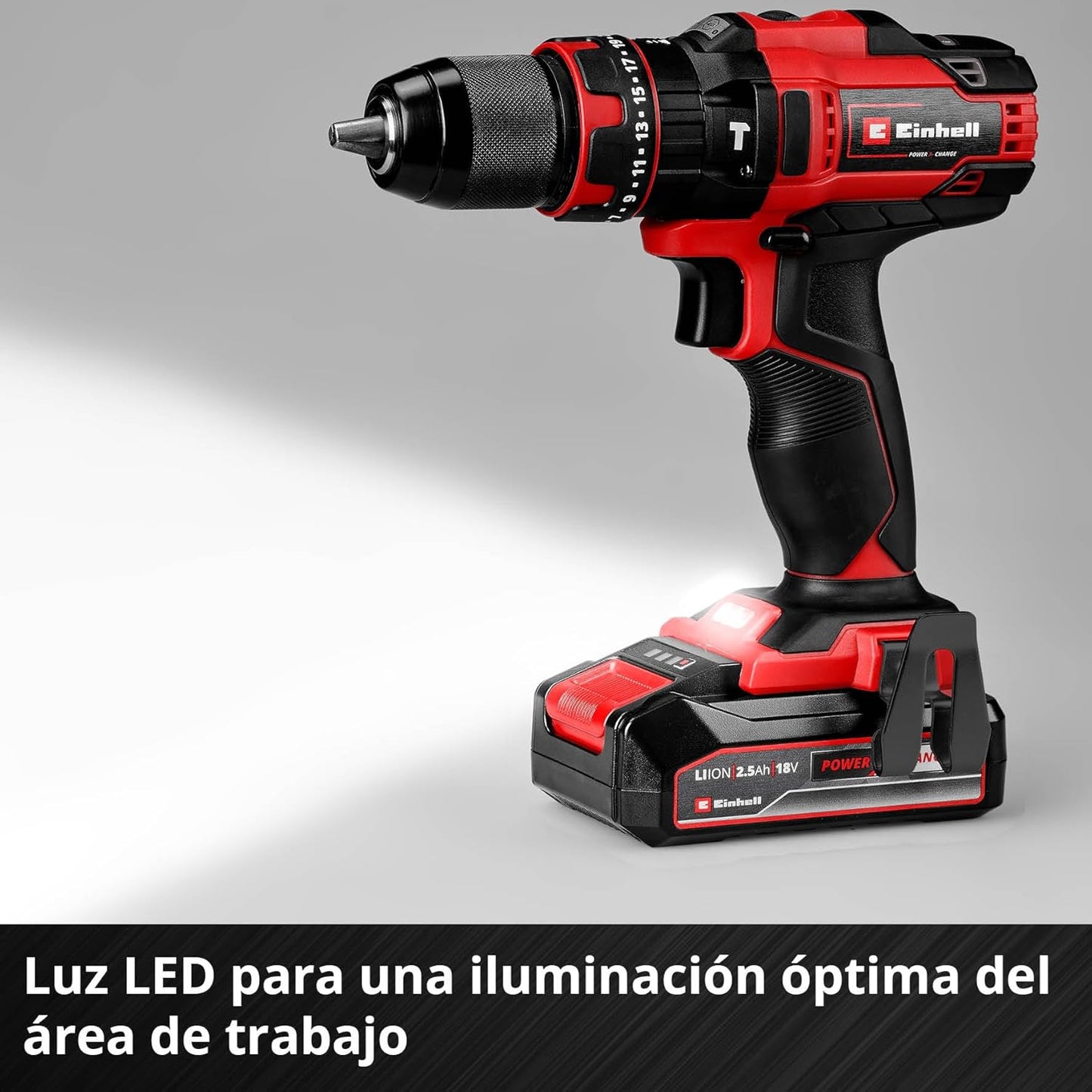 Taladro percutor a batería 18V con 2bat 2,5Ah y cargador TE-CD 18/44 Li-i Einhell