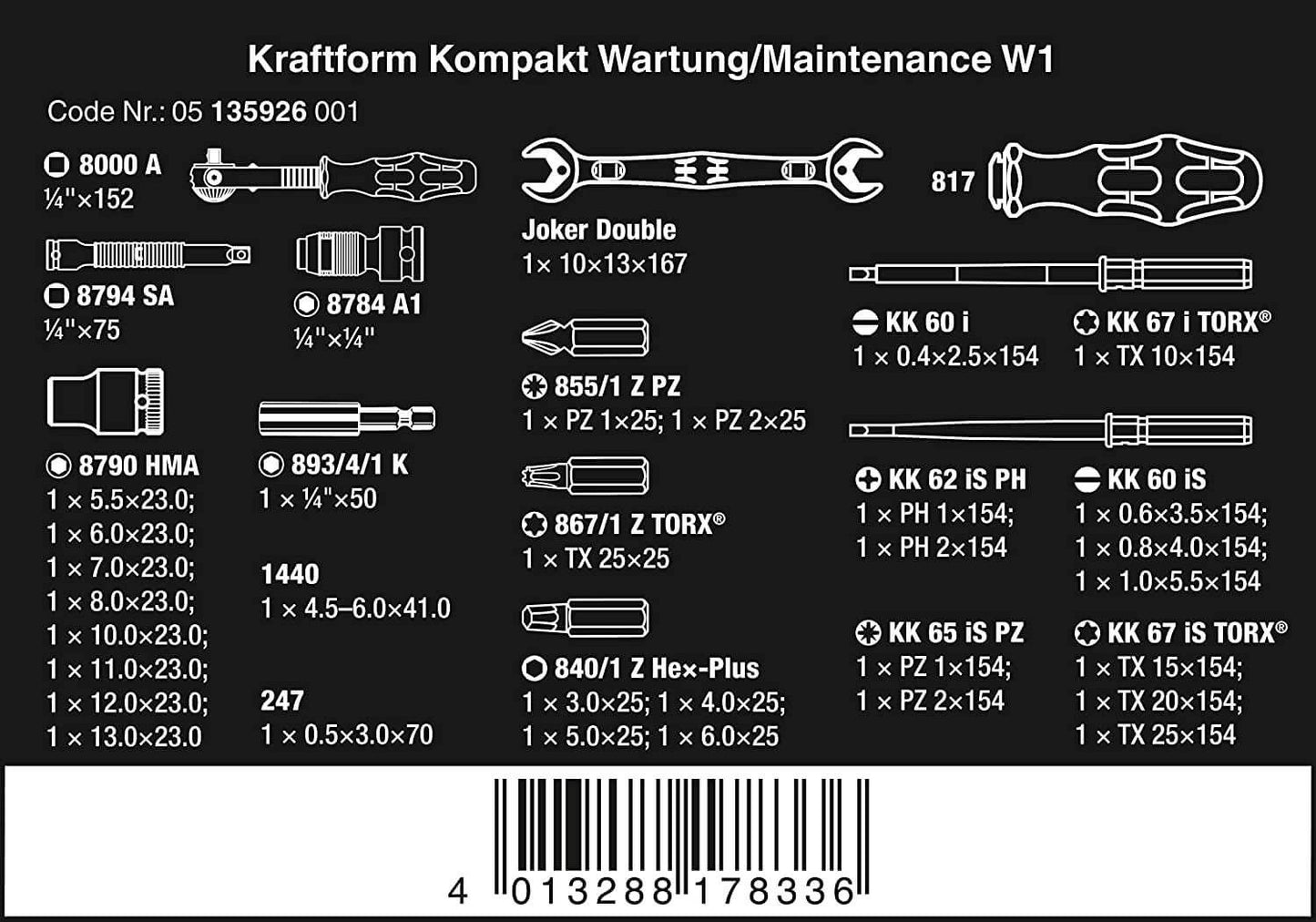 Juego de herraminetas de mantenimiento 35 piezas Wera Kraftform Kompakt W 1 ref.135926  - 2