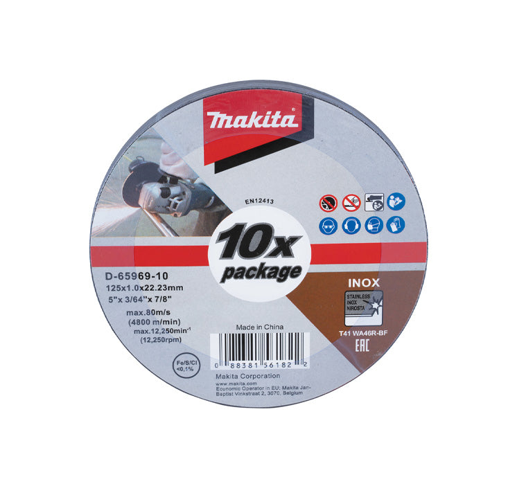 Caja 10 discos de corte Inox 125mm Makita D-65969-10