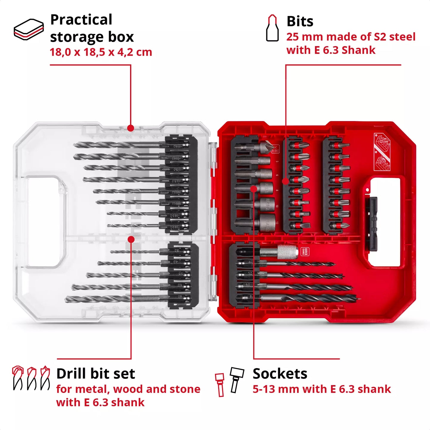Einhell 49109053 L-CASE 40-piece bit and drill set