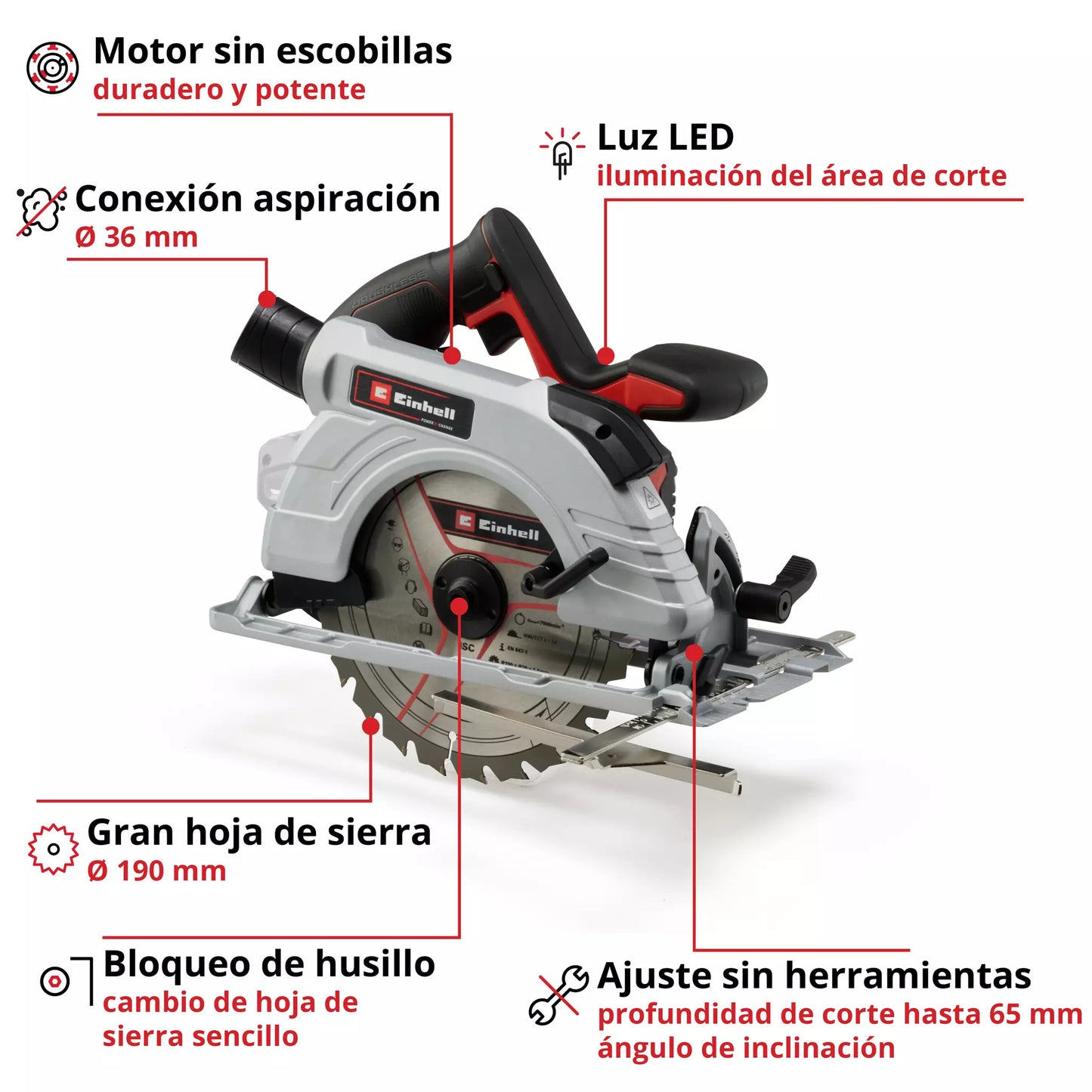 Circular Saw 18V 190mm Einhell TP-CS 18/190 Li BL - Solo