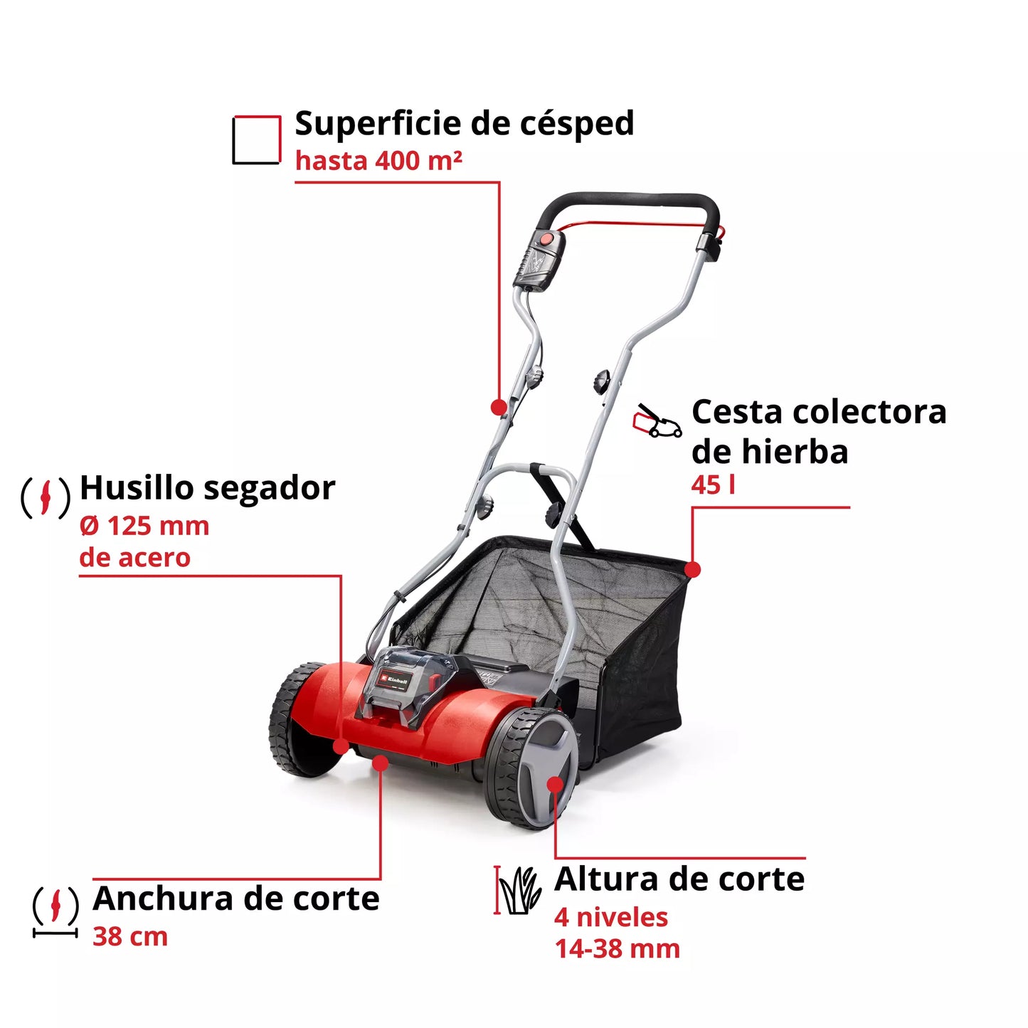 Cortacésped a batería 18V GE-HM 18/38 Li-Solo Einhell