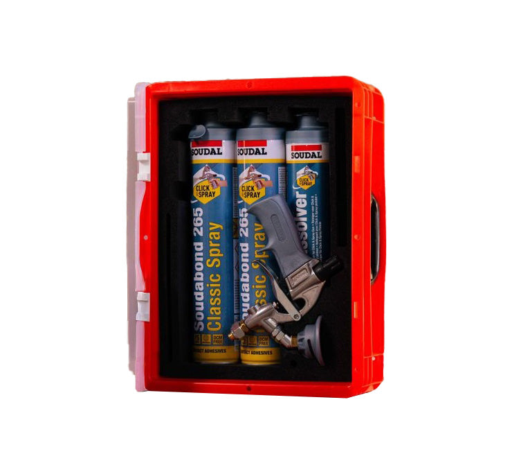 Kit of 5 Soudabond 265 adhesive cans + gun + Soudal Click&Spray System cleaner