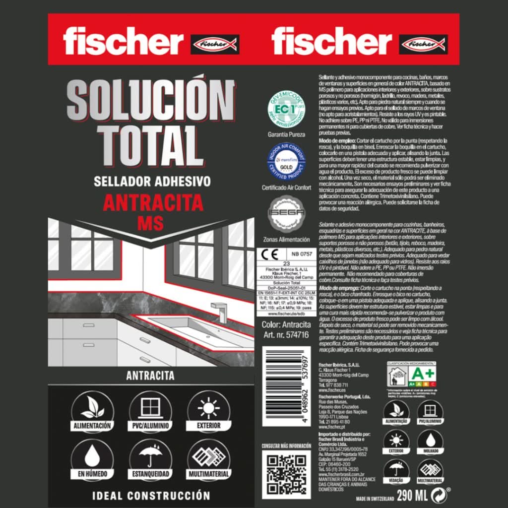 MS Adhesive Sealant Cartridge Total Solution 290ml Fischer
