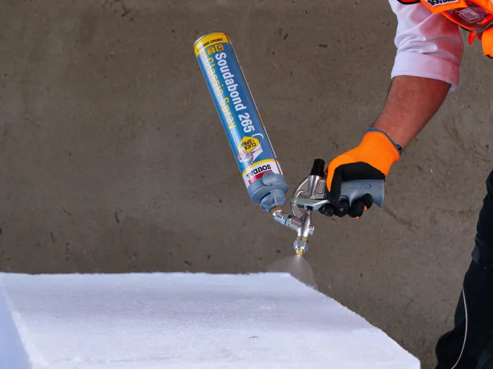 Kit of 5 Soudabond 265 adhesive cans + gun + Soudal Click&Spray System cleaner