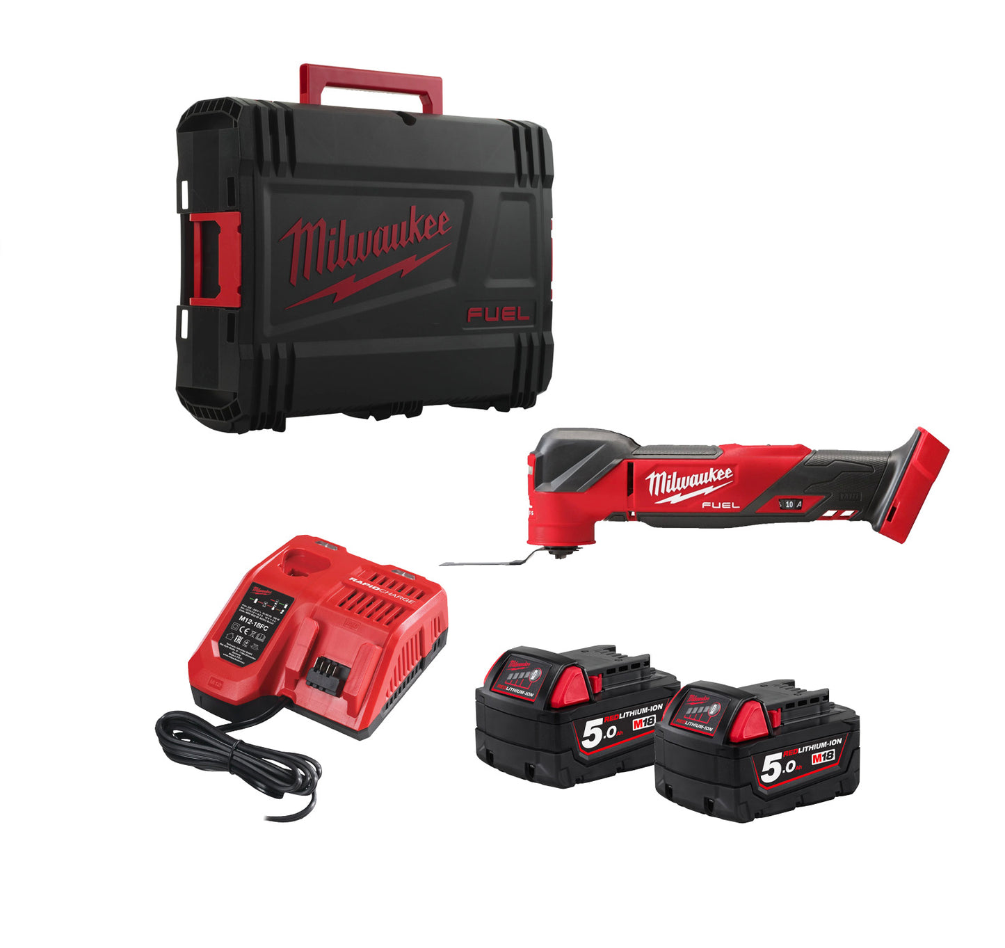 Multiherramienta M18 Fuel con 2bat 5Ah + Cargador + Maletín Milwaukee M18 FMT-502X