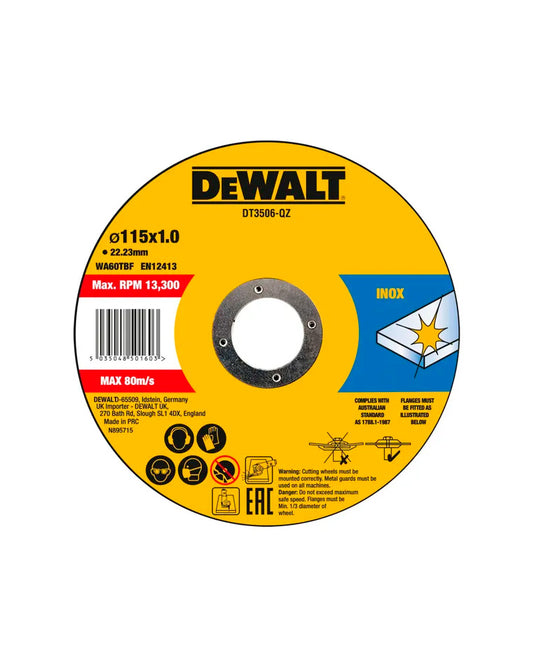 Lata con 10 discos de corte de alto desempeño para acero inox 115x1 DT3506 Dewalt