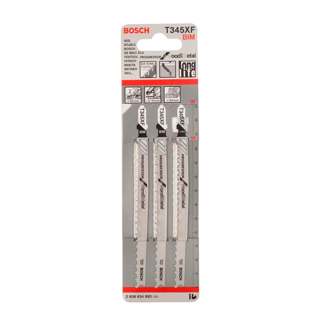 Jigsaw blade 132mm T 345 XF 3pcs Bosch